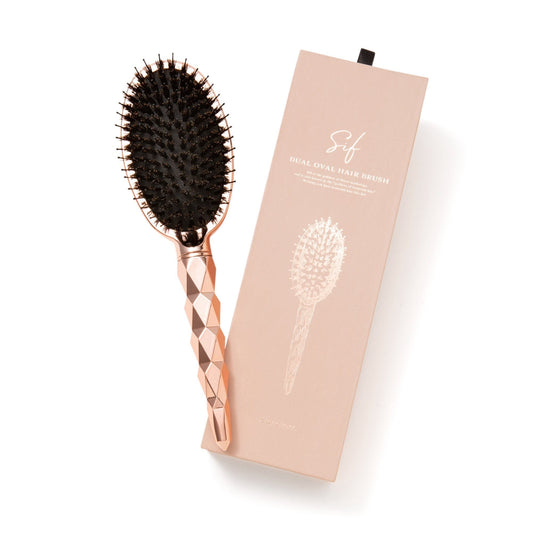 Sif Dual Oval Hairbrush Shiny Pink Gold