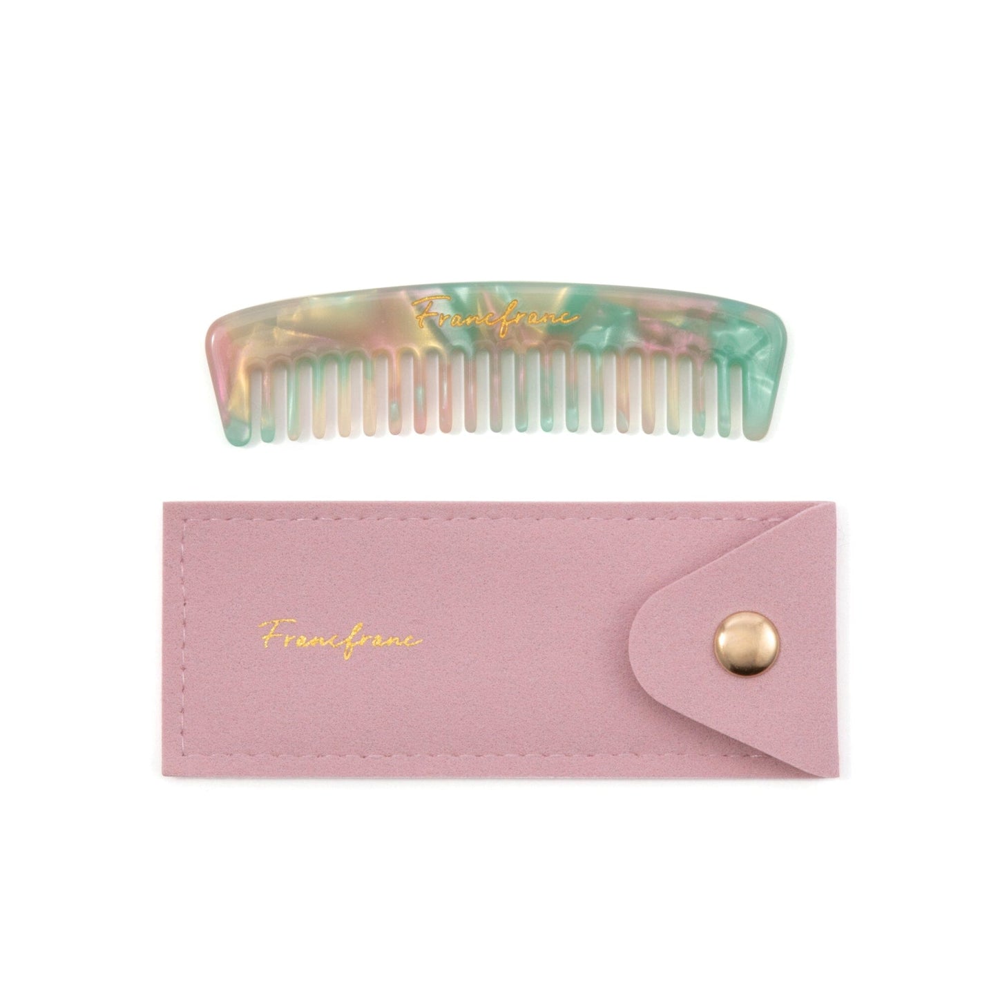 Compact Comb With Pouch S Light Green