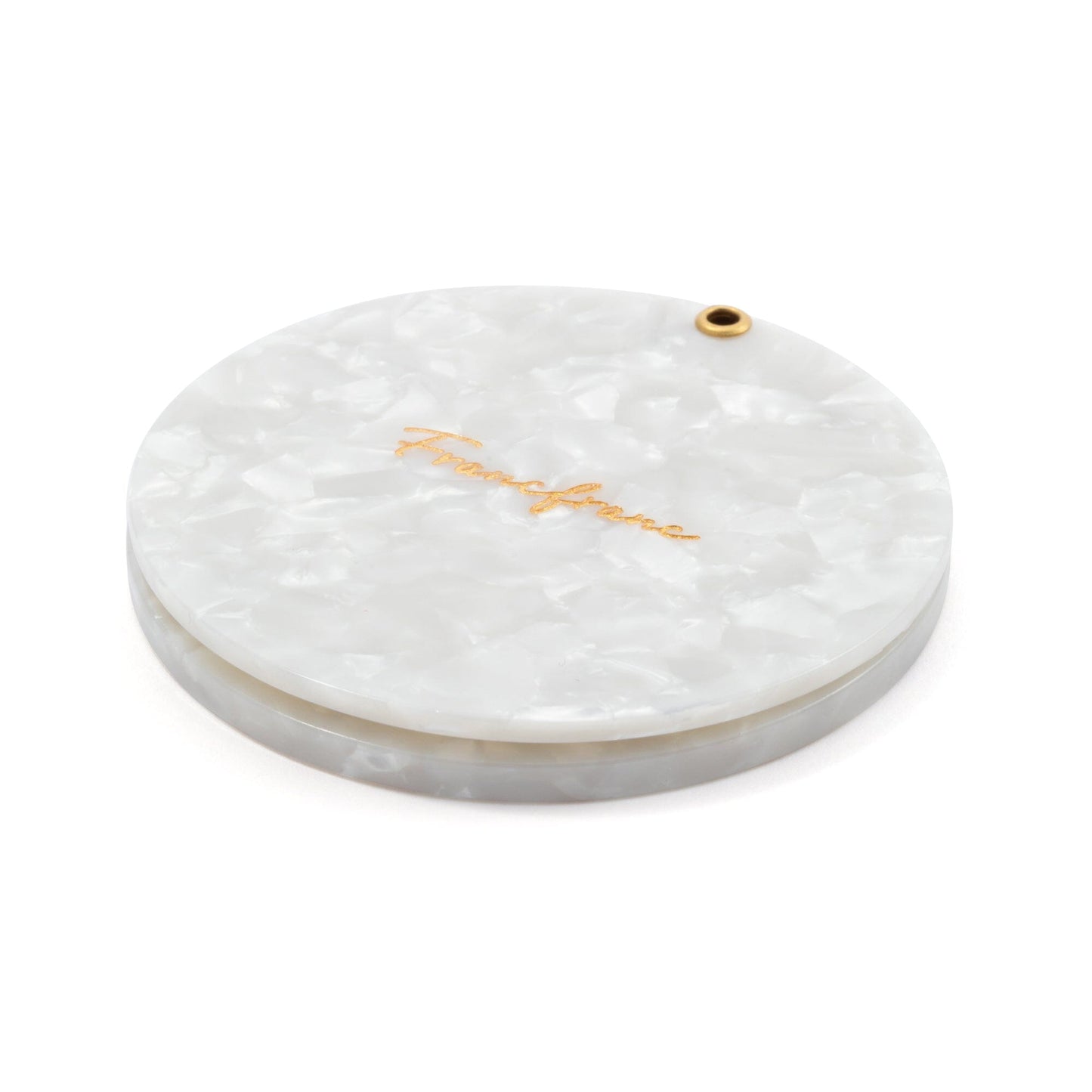 Compact Mirror With Pouch  White