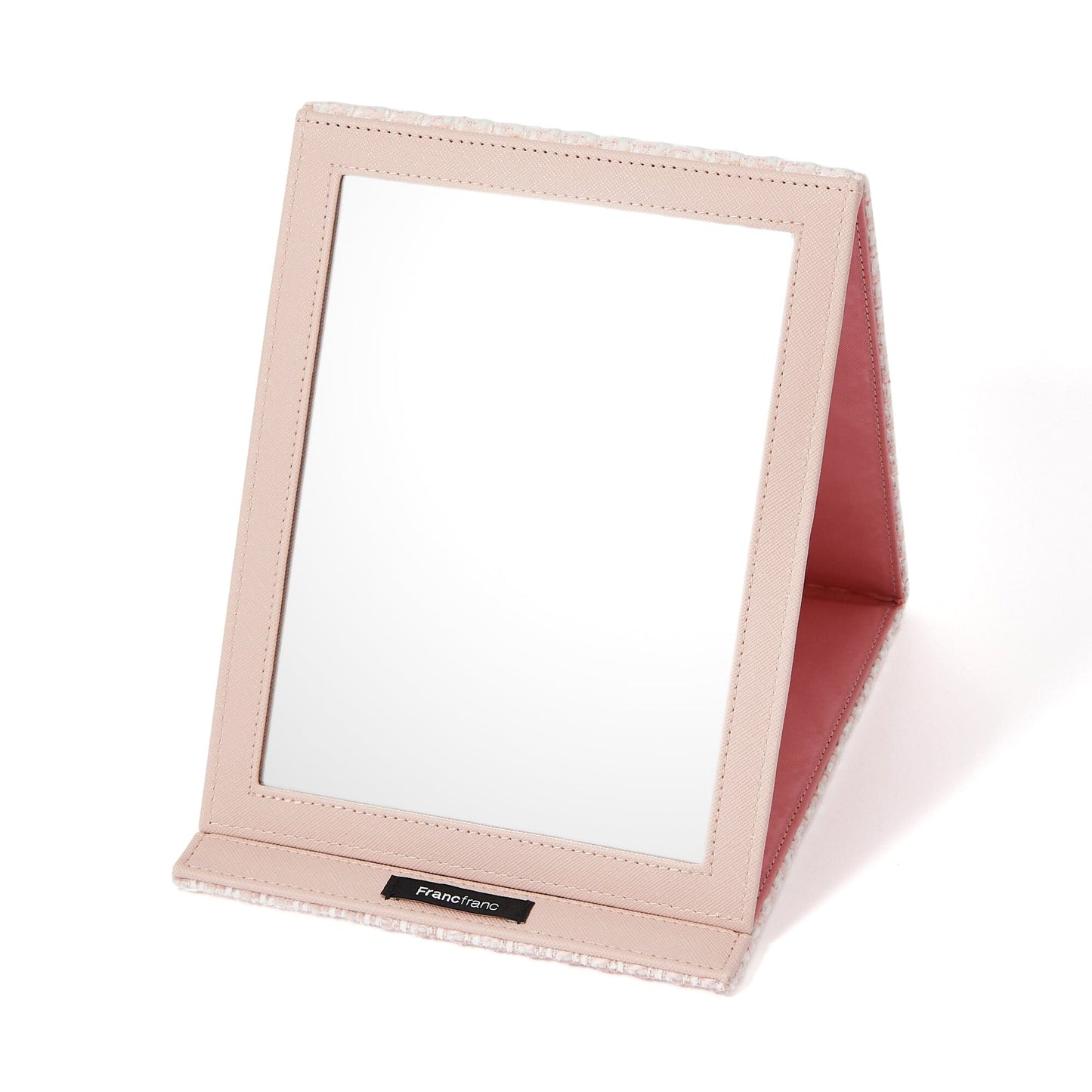 Tweed Foldable Mirror L Pink